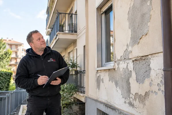 sopralluogo della facciata di un condominio a Roma per preventivo